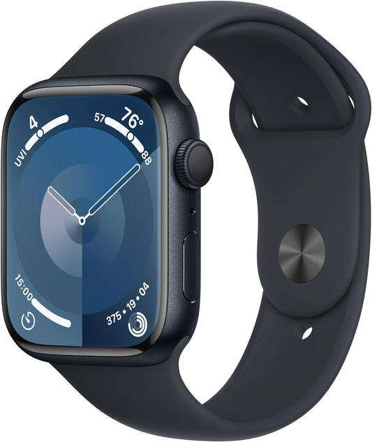 HOTApple Watch Series 9 [GPS, 45mm] - Midnight Aluminum Case with Midnight Sport Band, M/L (Renewed Premium)