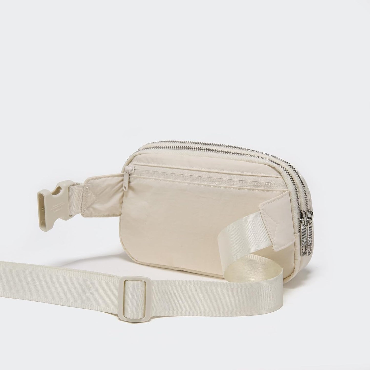 HOTPander Everywhere Belt Bag for Women, 5 Zipper Pockets Nylon Crossbody Fanny Pack Purse (White Opal)