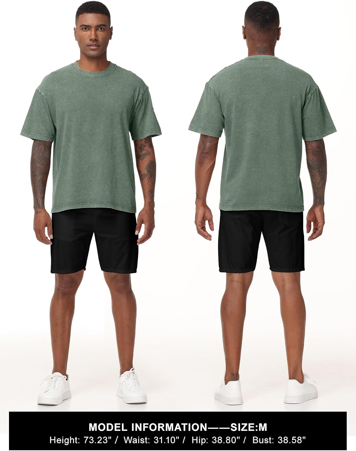 HOTEiscntd Mens Oversized T-Shirts Heavyweight Cotton Vintage Unisex Baggy Tee
