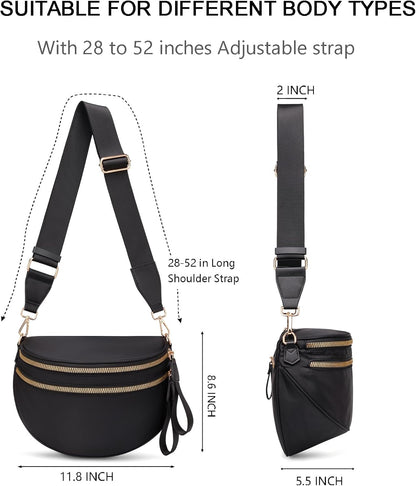 HOTPure Colour Crossbody Bum Bags for Women Spacious Checkered Cross body Bag Nylon Trendy Fanny Pack for Travel