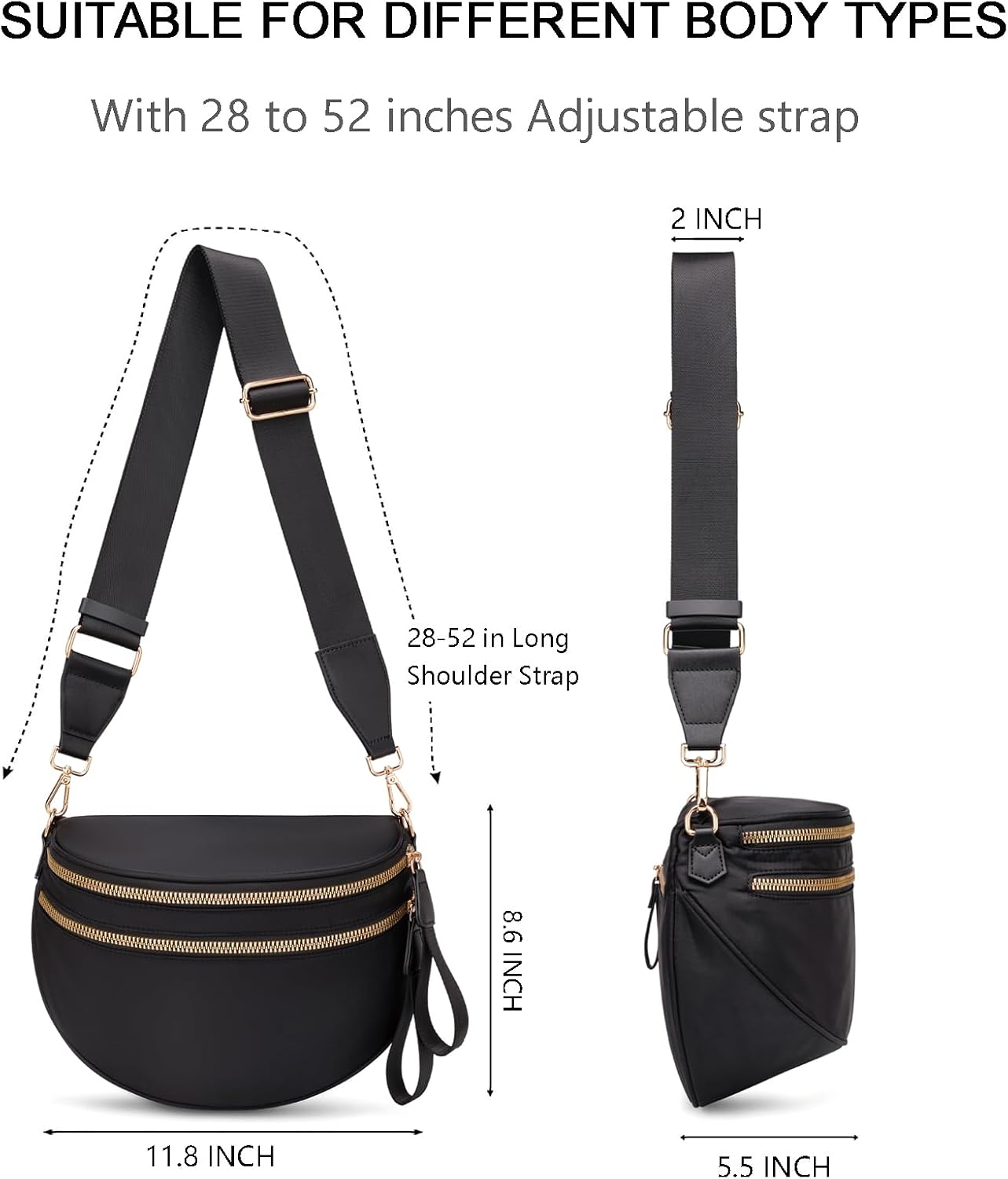 HOTPure Colour Crossbody Bum Bags for Women Spacious Checkered Cross body Bag Nylon Trendy Fanny Pack for Travel