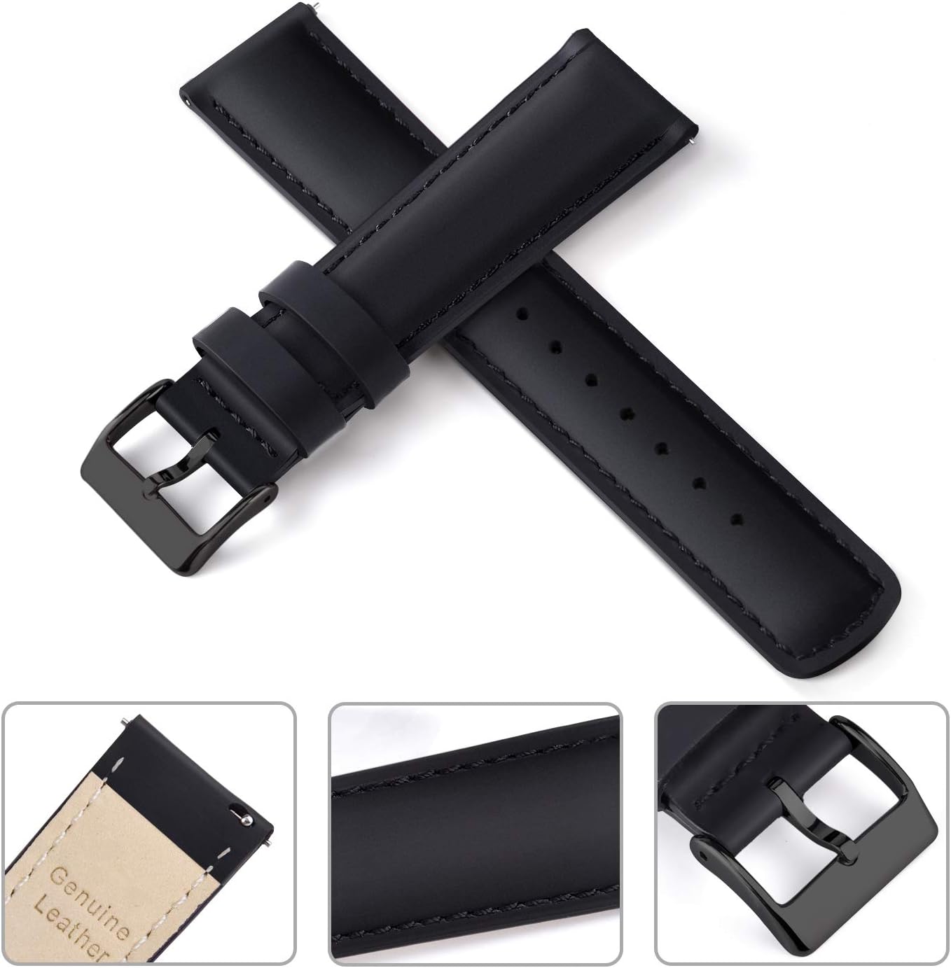 HOTRitche Christmas Gift Quick Release Leather Watch Bands Genuine Watch Straps for Men Women Top Grain Leather Watch Strap, White Elephant Gifts, Stocking Stuffers for Men, Father's Day gifts