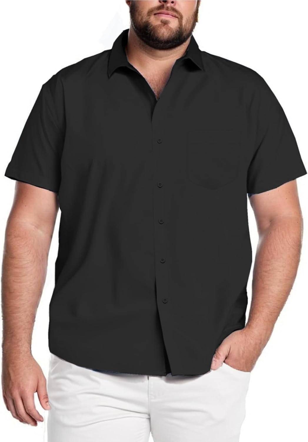 HOTCOOFANDY Big & Tall Shirts for Men Short Sleeve Button Down Casual Dress Shirts