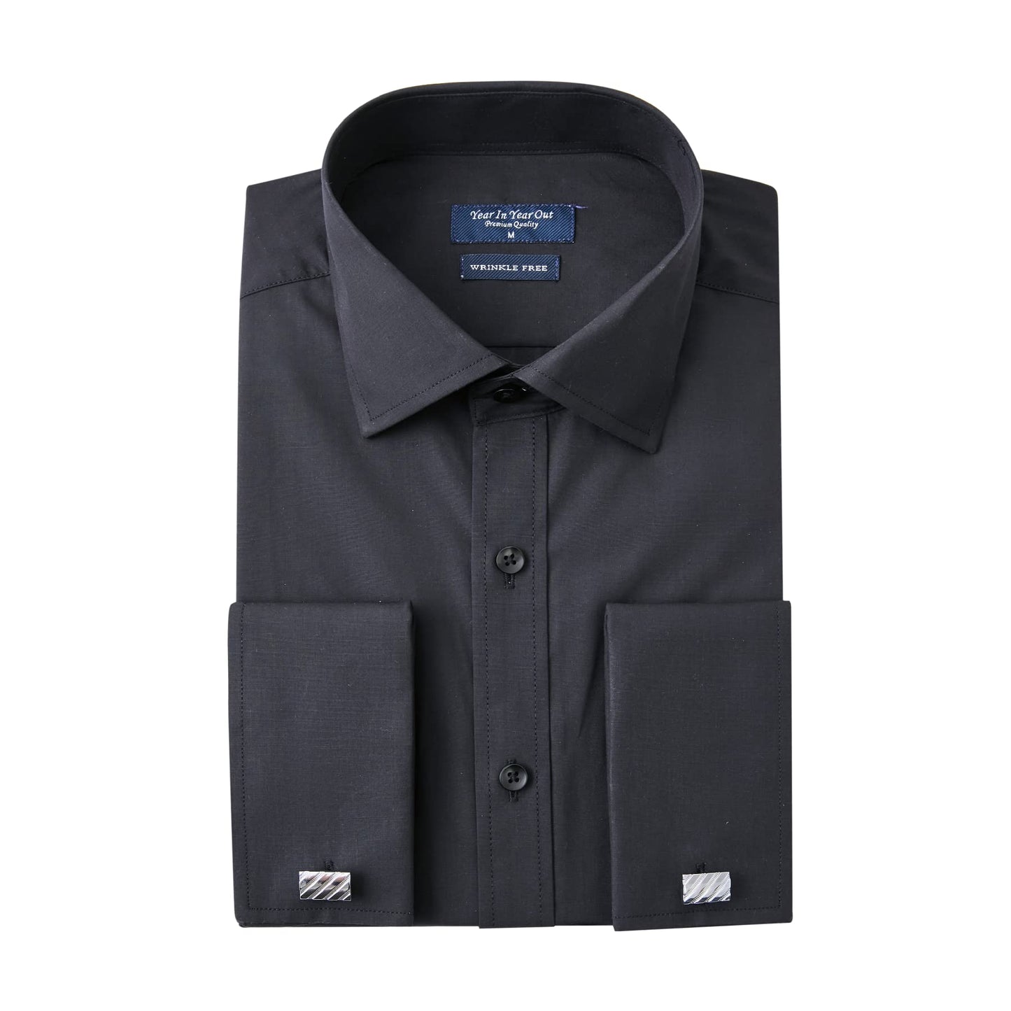 HOTYear In Year Out French Cuff Wrinkle Free Dress Shirt for Men Regular Fit Long Sleeve Wrinkle Resistant Shirt