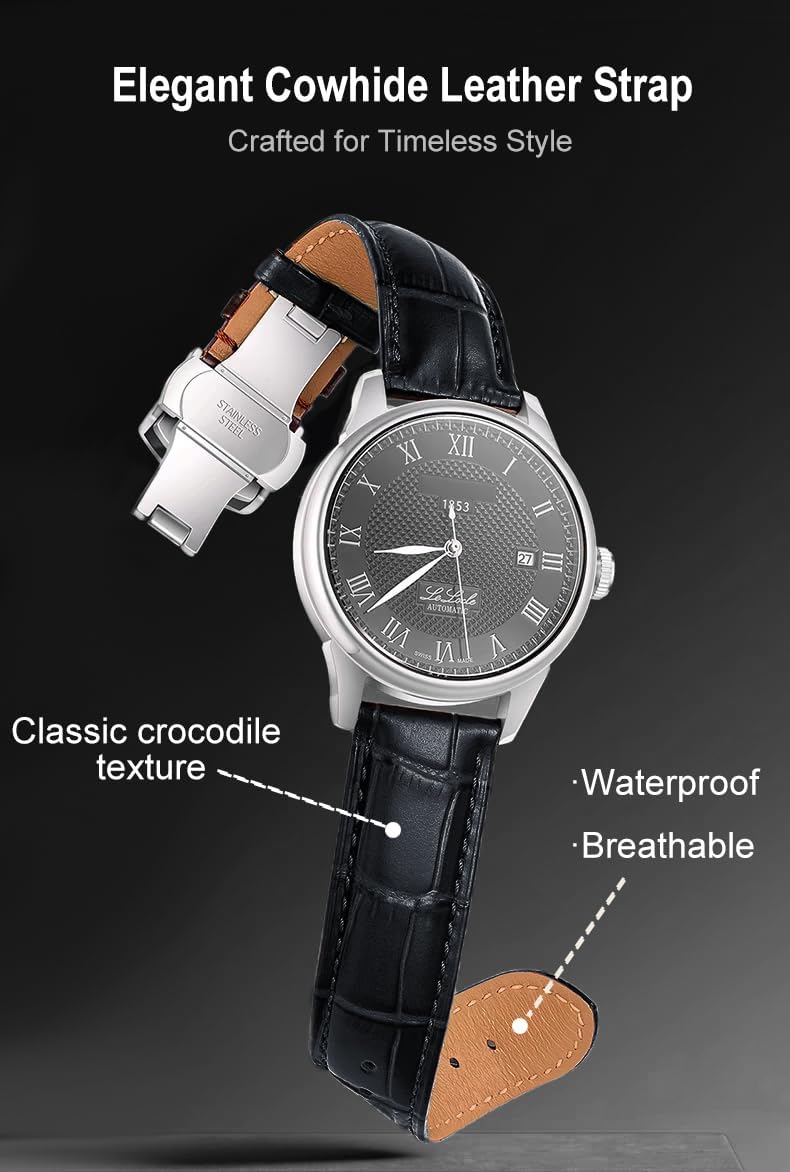 HOTEACHE Croco Design Leather Watch Bands for Men Women,Quick Release Strap with Butterfly Deployment Buckle 18mm 19mm 20mm 21mm 22mm 23mm 24mm