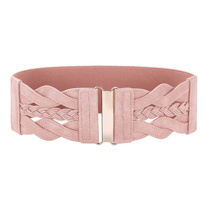 HOTGRACE KARIN Wide Belts for Women Elastic Waist Belt | 3 inch wide stretchy waistband, Woven design, Golden buckle, For dresses skirt, Vintage casual boho western style