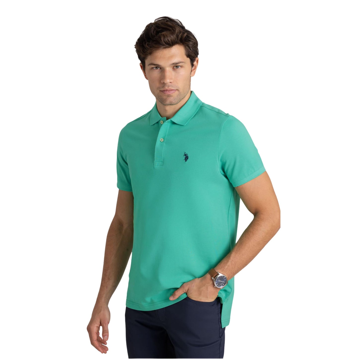HOTU.S. Polo Assn. Men's Classic Polo Shirt, Two-Button Closure Pique Polo Shirt, Summer Fashion Golf Shirt | Two-Button Closure Pique Polo Shirt, Summer Fashion Golf Shirt
