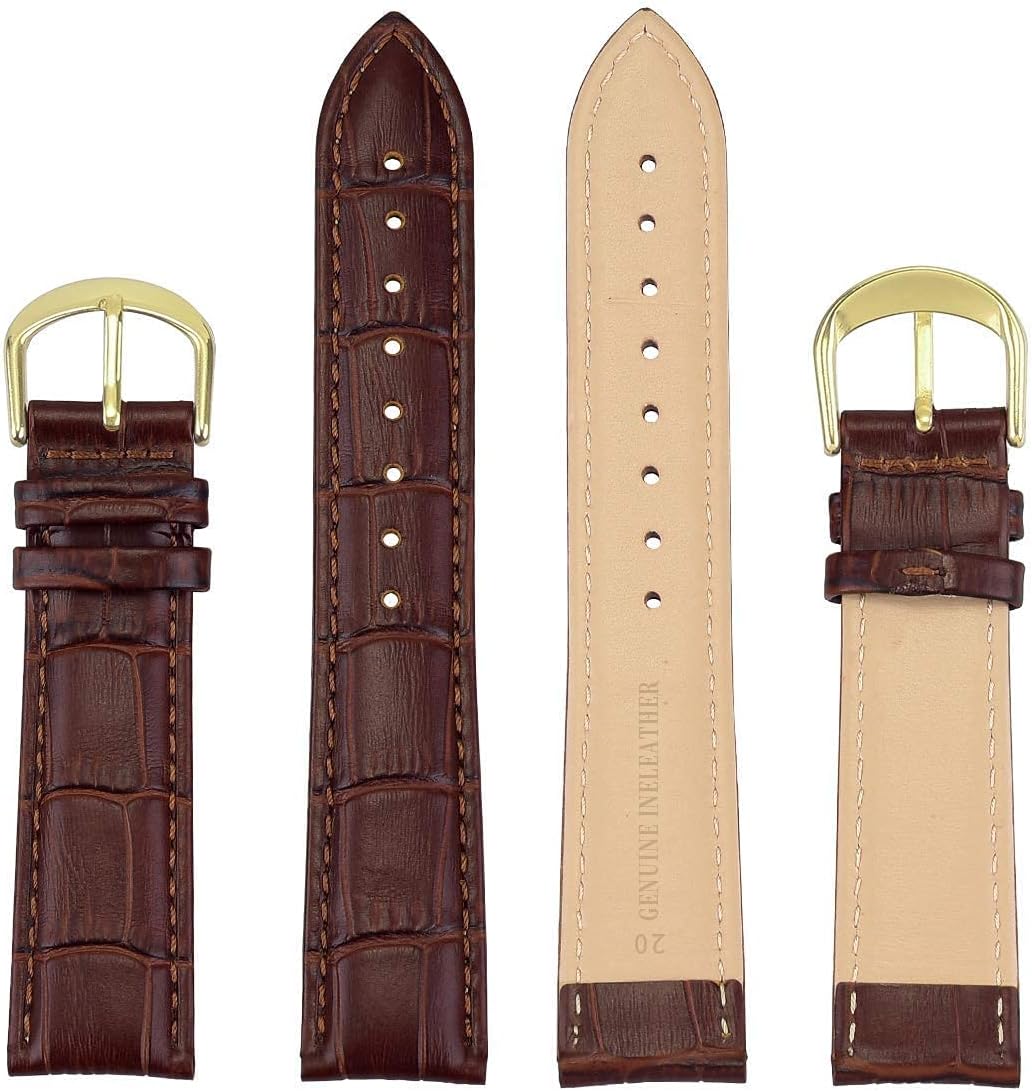 HOTEACHE Croco Design Leather Watch Bands, Classical Leather Watch Straps For Women&Mens Waterproof 12mm 14mm 16mm 18mm 19mm 20mm 22mm