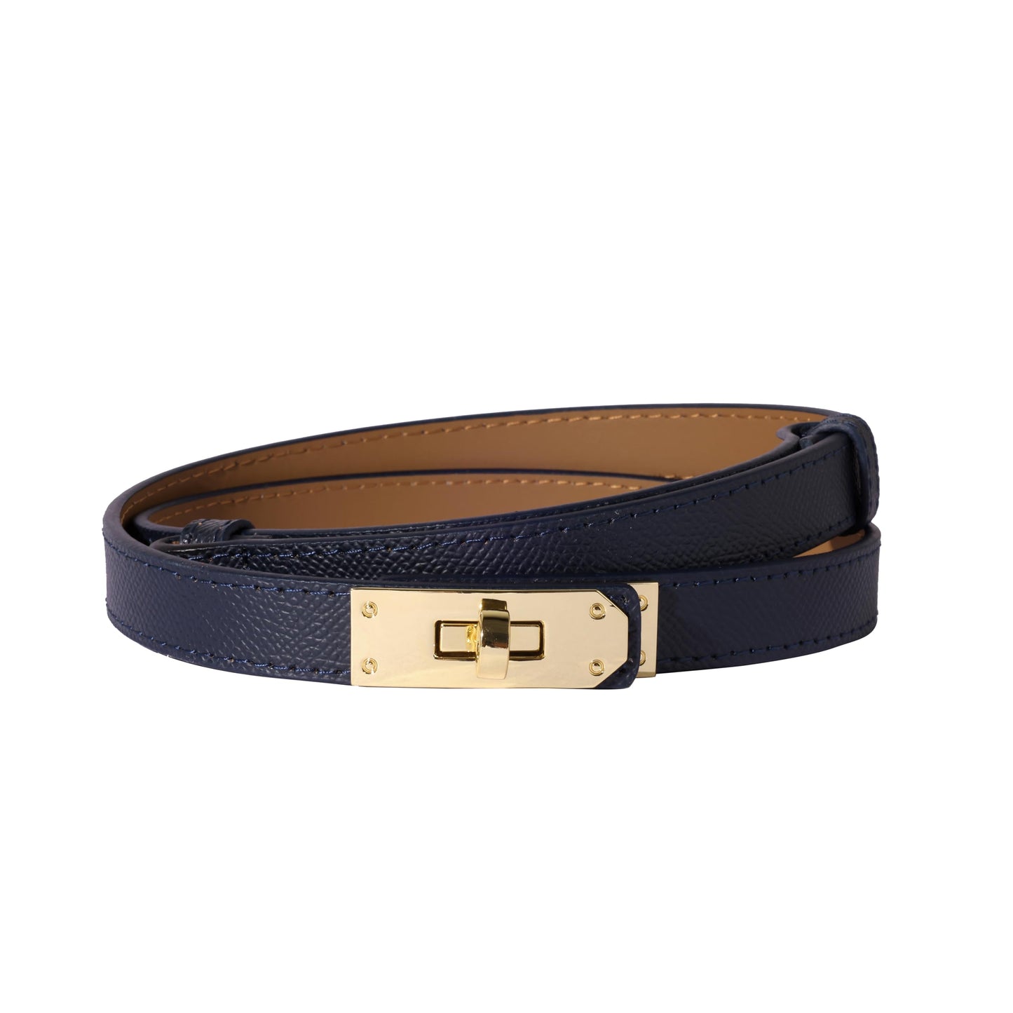 HOTOvekaut Women Skinny Leather Belt Solid Color Alloy Turn Lock Adjustable Waistband for Dresses Jeans Coats