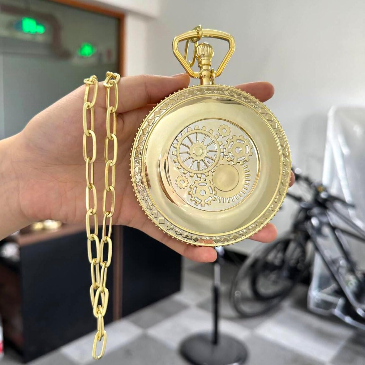 HOTHoncloud 3.7'' Gold Pocket Watch Prop Themed Costume Accessory | NO FUNCTION For Halloween Cosplay Costume Parties Theater Shows And Themed Events