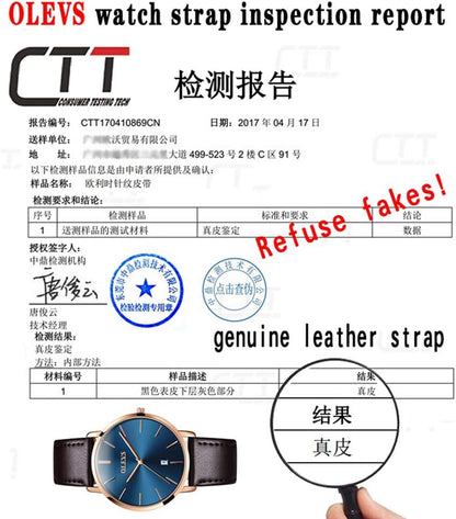 HOTOLEVS Men Leather Watches Black Ultra Thin 6.5mm Minimalist Dress Fashion Simple Casual Waterproof Date Watch for Men