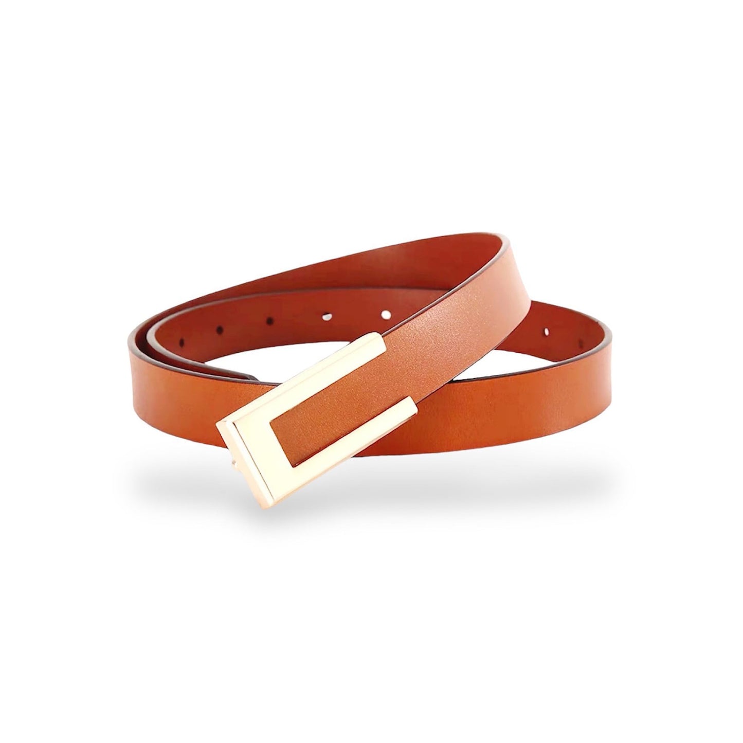 HOTWomen's Belt Genuine Leather Belts Durable Waist Belt Gold Color Buckle Waistband For Pants, Jeans, Width 0.80"