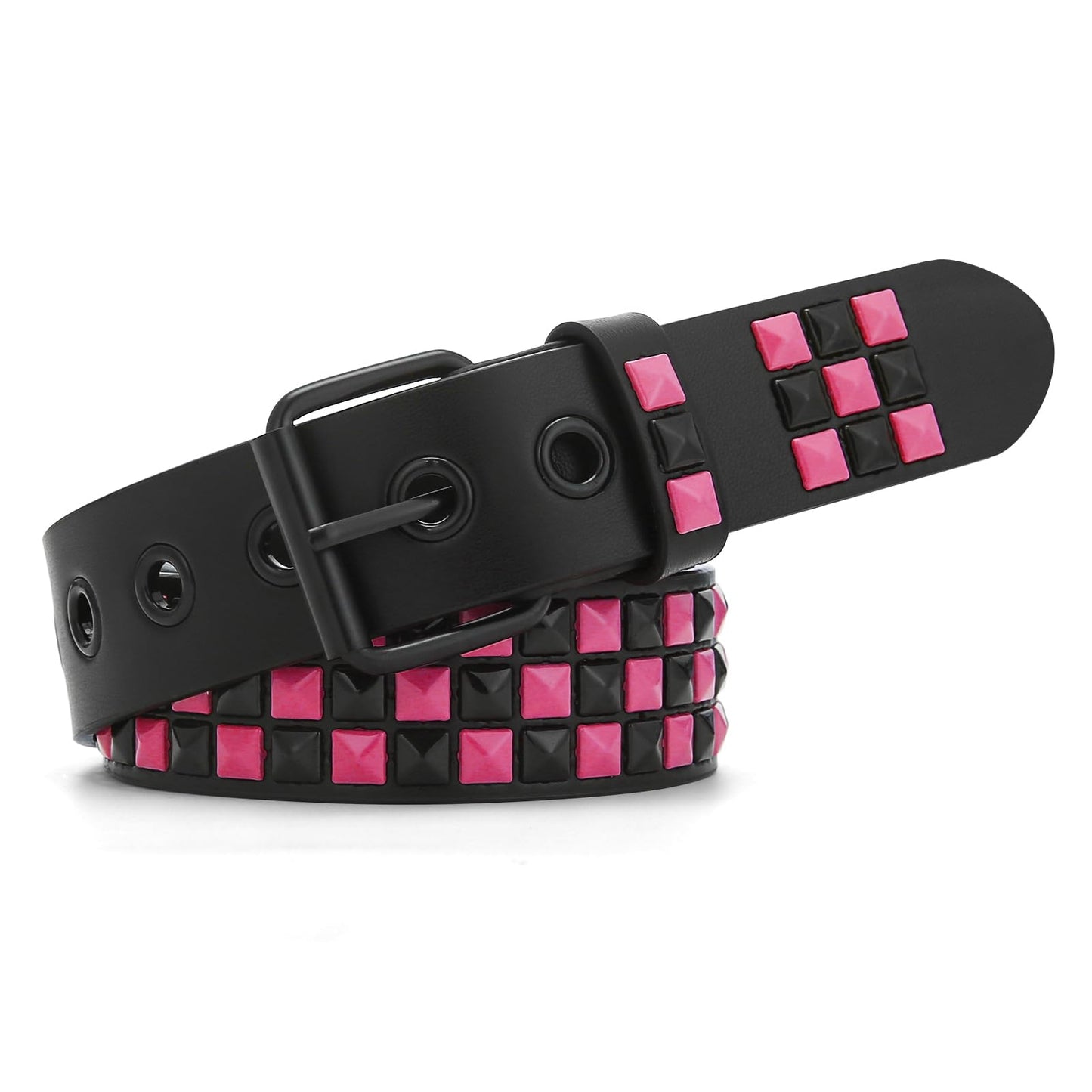 HOTStudded Belt, Metal Punk Rock Rivet Belt with Bright Pyramid Studded for Women Men