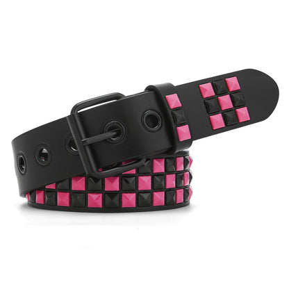 HOTStudded Belt, Metal Punk Rock Rivet Belt with Bright Pyramid Studded for Women Men