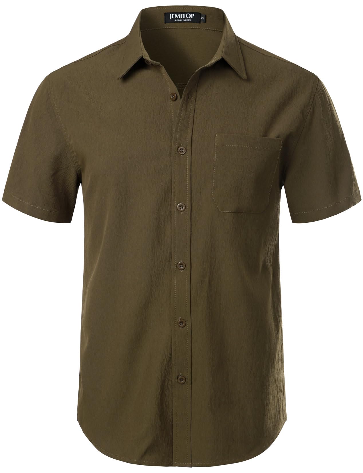 HOTJEMITOP Mens Stretch Wrinkle Free Texture Shirts | Lightweight, Summer, Beach, Stylish, Button Down, Short Sleeve, Casual, Vacation
