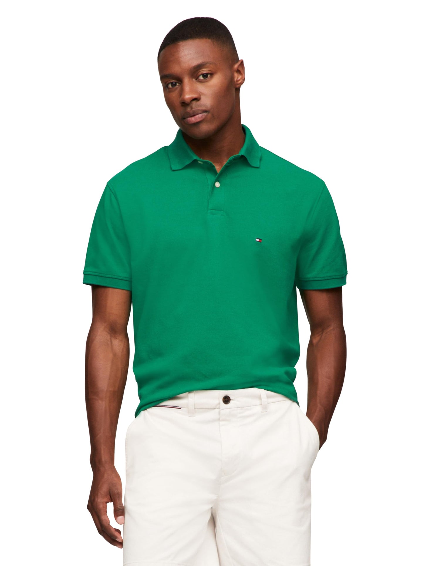 HOTTommy Hilfiger Men's Short Sleeve Polo Shirts in Classic Fit with Stretch and Organic Pique Cotton