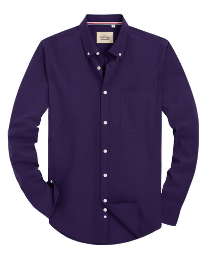 HOTAlimens & Gentle Mens Solid Oxford Shirt Long Sleeve Dress Shirt Work Casual Button Down Shirts with Pocket