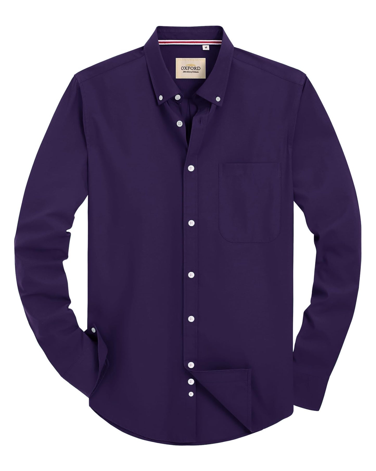 HOTAlimens & Gentle Mens Solid Oxford Shirt Long Sleeve Dress Shirt Work Casual Button Down Shirts with Pocket