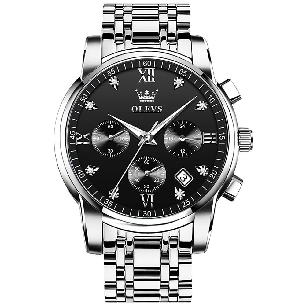 HOTOLEVS Mens Watches Luxury Waterproof Luminous Easy Read Chronograph Watches Full Gold/White Dail/Black Face with Calendar Wrist Watches