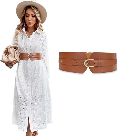 HOTSUOSDEY Womens Wide Elastic Waist Belt for Dress Ladies Stretch Cinch Belt for Women