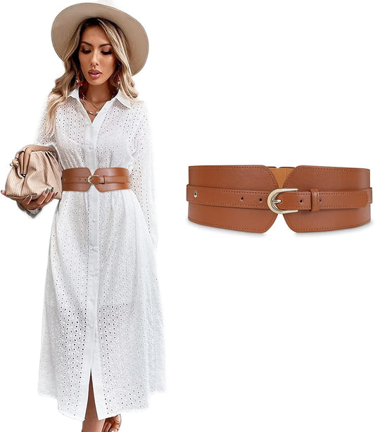 HOTSUOSDEY Womens Wide Elastic Waist Belt for Dress Ladies Stretch Cinch Belt for Women
