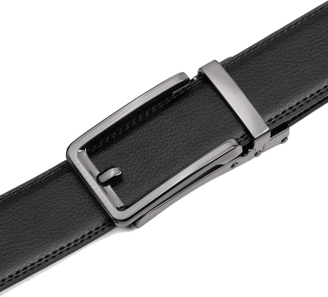 HOTFounders & C Men's Leather Ratchet Comfort Click Belt Dress with Slide Buckle -Adjustable Trim to Fit