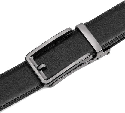 HOTFounders & C Men's Leather Ratchet Comfort Click Belt Dress with Slide Buckle -Adjustable Trim to Fit
