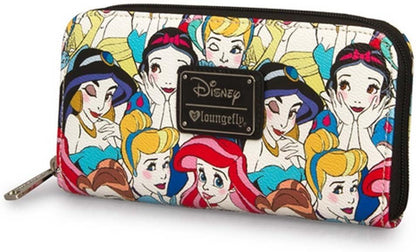 HOTLoungefly Disney Princesses Classic Print Pebble Wallet, Multi, One Size