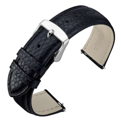 HOTANNEFIT Watch Band 18mm, Quick Release Textured Padded Leather Straps with Gold Buckle for Men and Women (Black)