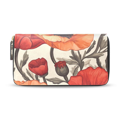 HOTWomens Long Leather Wallet Zip Around Clutch Purse Large Capacity Card Holder Organizer Pink Grid Roses