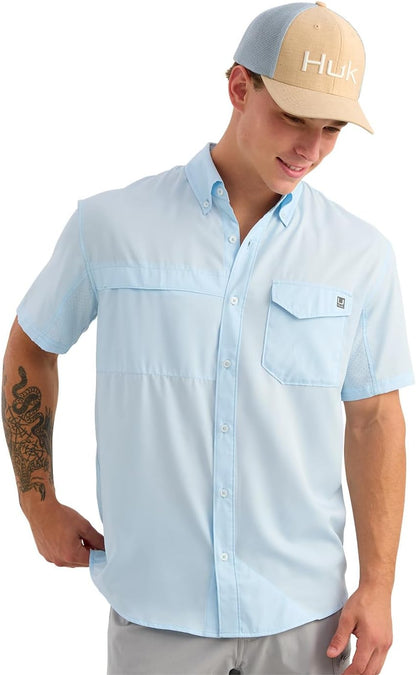 HOTHUK Men's Tide Point Kc Scott Original Artwork Short Sleeve Shirt, Fishing Button Down