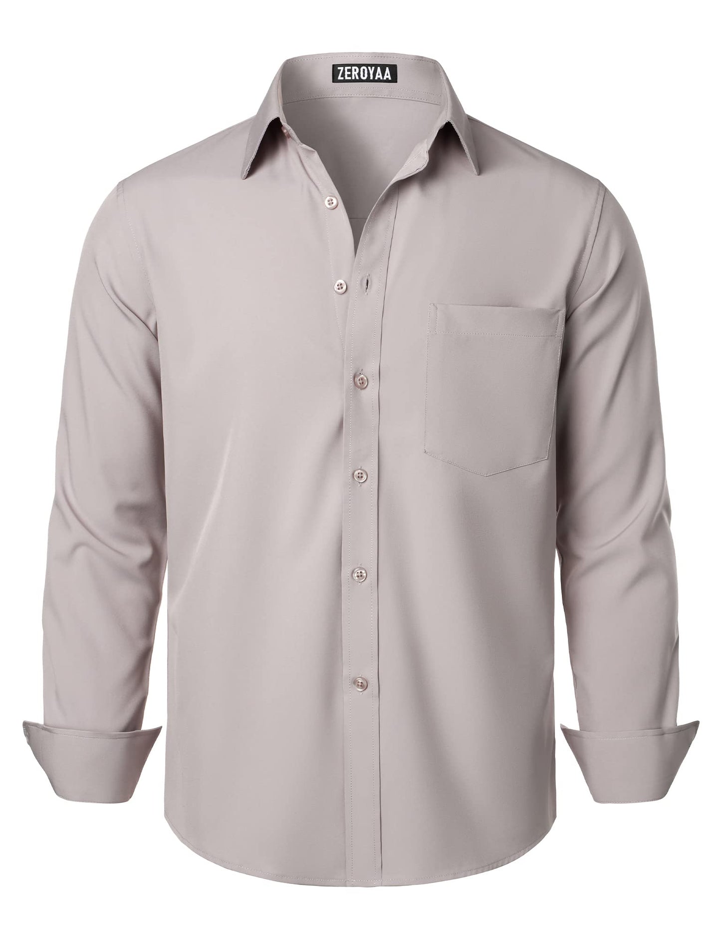HOTZEROYAA Men's Regular Fit Dress Shirt Solid Wrinkle-Free Long Sleeve Casual Business Button Up Shirts with Pocket