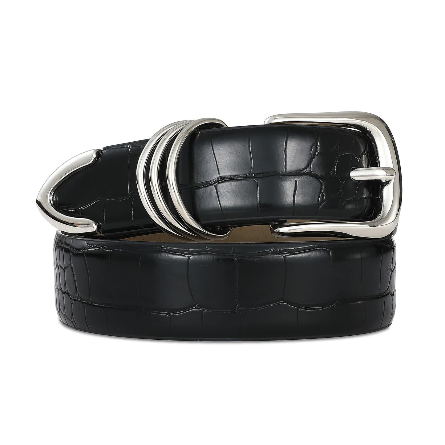 HOTRISANTRY Women's Leather Belts with Gold Buckle Fashion Leather Waist Belt Elegant Ladies Belts for Jeans Gifts for Women