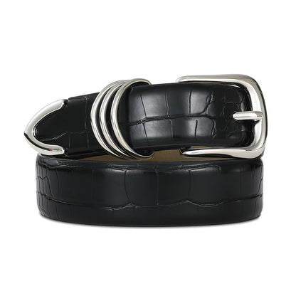 HOTRISANTRY Women's Leather Belts with Gold Buckle Fashion Leather Waist Belt Elegant Ladies Belts for Jeans Gifts for Women
