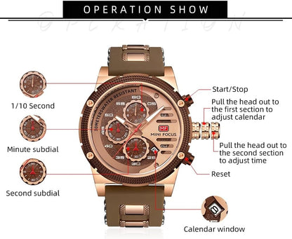 HOTAIMES Mens Watches for Men Casual Chronograph Waterproof Sport Military Watch Analog Quartz Movement Stylish Luxury Dress Wrist Watch Elegant Gift Watch for Men