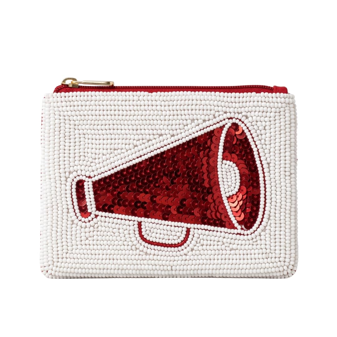 HOTBeaded Coin Purse Change Zipper Pouch Wallet Baseball | Handmade Beadwork, Compact Organizer, Cash Holder, Card Storage, Makeup Pouch, Giftable Accessory, Everyday Carry