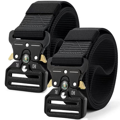 HOTDOOPAI Tactical Belt for Men, Military Nylon Web with Heavy Duty Quick Release Metal Buckle, 1.5'' Wide - Ideal for Work,