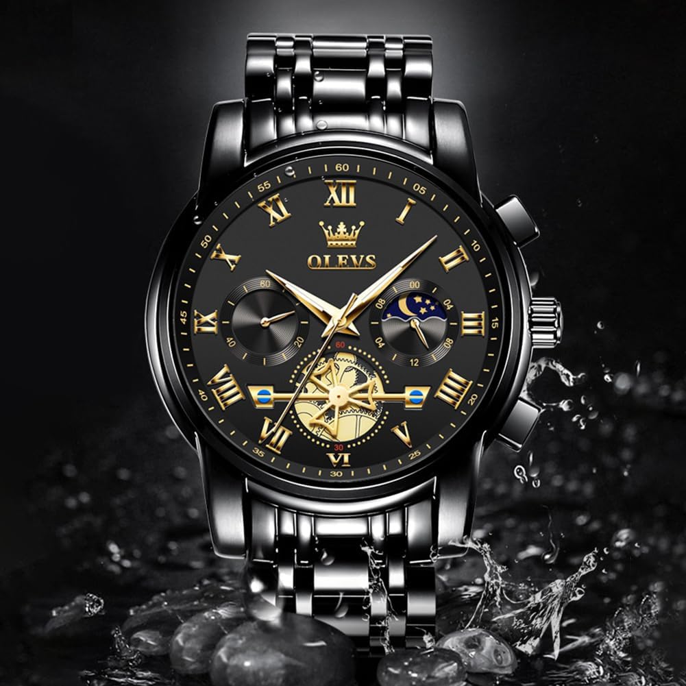 HOTOLEVS Watches Men Waterproof Luxury Big Face Mens Watch Stainless Steel Quartz Analog Dress Watches for Men Luminous Multifunction Man Watch Relojes De Hombre