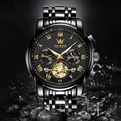HOTOLEVS Watches Men Waterproof Luxury Big Face Mens Watch Stainless Steel Quartz Analog Dress Watches for Men Luminous Multifunction Man Watch Relojes De Hombre