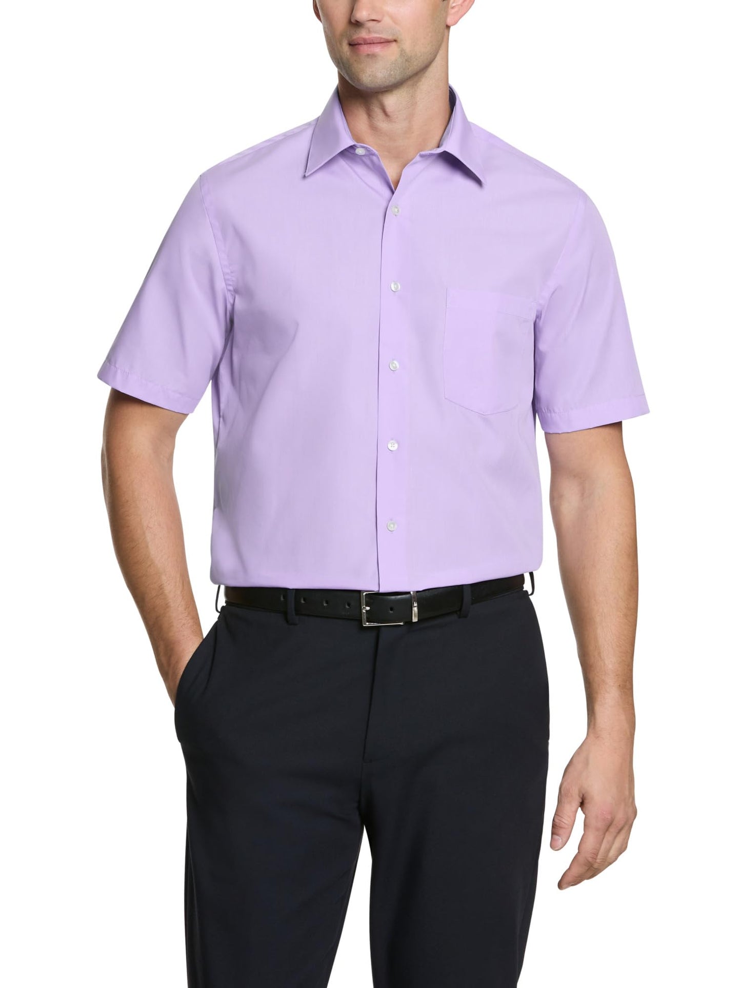 HOTVan Heusen Men's Short Sleeve Dress Shirt Regular Fit Poplin Solid