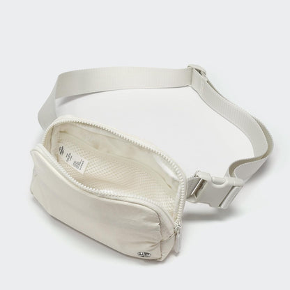 HOTPander Two Way Zipper Fanny Pack Nylon Everywhere Belt Bag for Women, Water Repellent Waist Packs, Crossbody Bags with Adjustable Strap (White Opal).