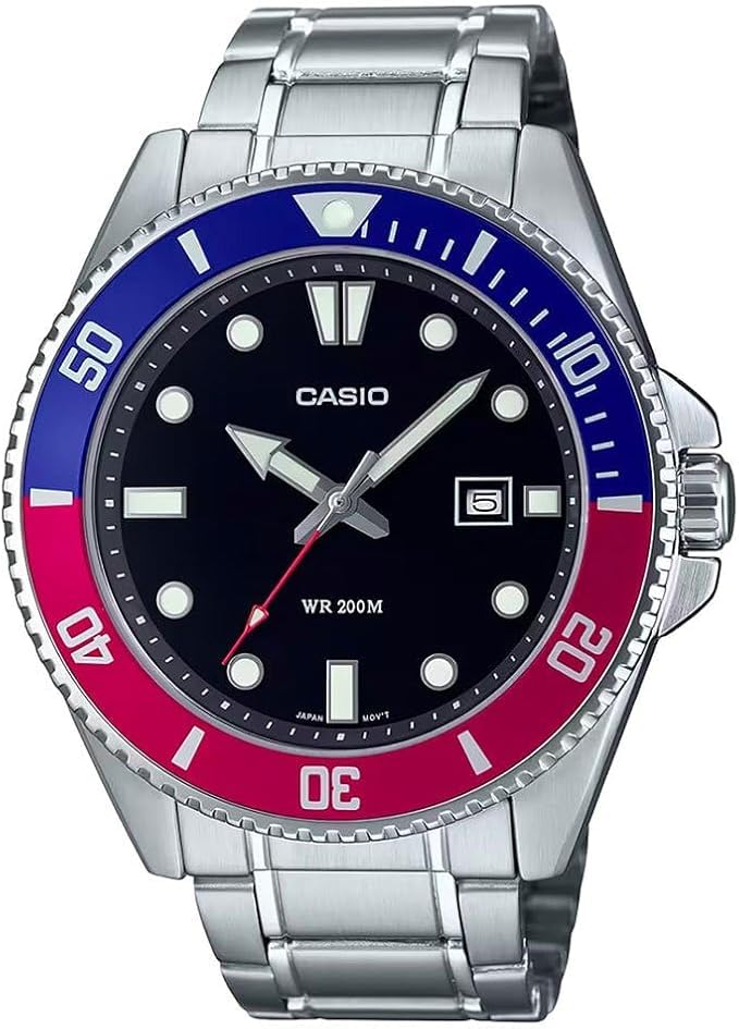 HOTCasio MDV106 Series | Unisex Analog Watch | 200M WR | Stainless Steel Case | Resin Band | 2 Hand Analog (HR, Min, SEC) | Date Display | Screw Down Crown/Screw Down Caseback | 3 Year Battery