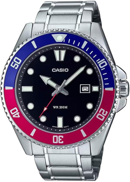 HOTCasio MDV106 Series | Unisex Analog Watch | 200M WR | Stainless Steel Case | Resin Band | 2 Hand Analog (HR, Min, SEC) | Date Display | Screw Down Crown/Screw Down Caseback | 3 Year Battery