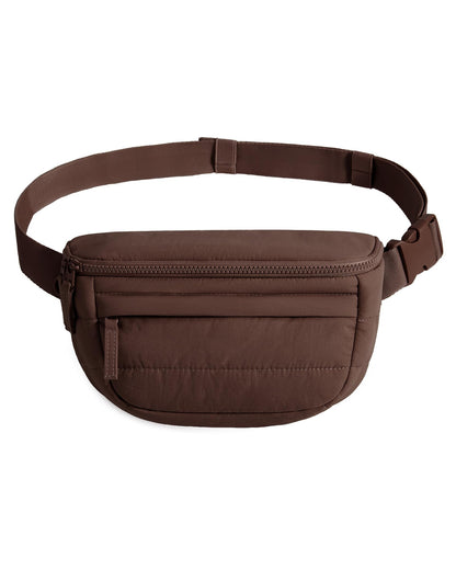 HOTBAGSMART Fanny Packs for Women Cross Body, Quilted Puffy Belt Bag with Pockets, Fashion Waist Packs for Traveling Hiking Black