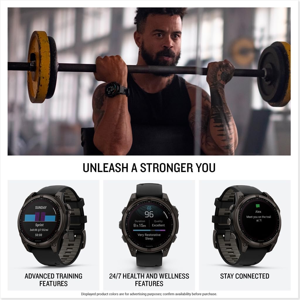 HOTGarmin fēnix® 8 – 47 mm,Solar,Sapphire,Premium Multisport GPS Smartwatch, Long-Lasting Battery Life,Dive-Rated, Built-in LED Flashlight, Carbon Gray DLC Titanium Bezel Black/Pebble Gray Silicone Band | - 47 Mm Sapphire Solar Model with Solar Charging,