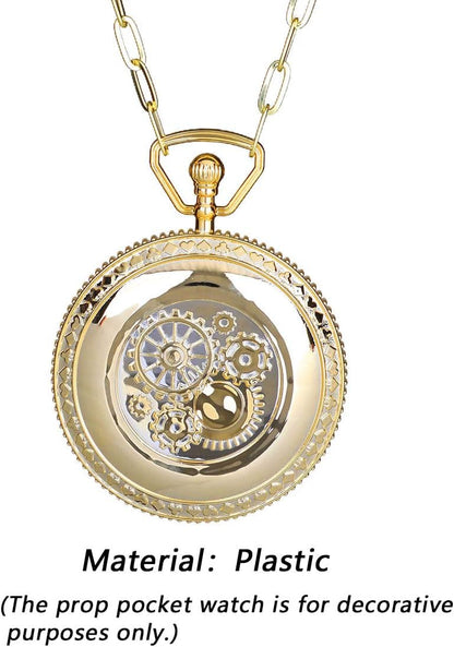 HOTHoncloud 3.7'' Gold Pocket Watch Prop Themed Costume Accessory | NO FUNCTION For Halloween Cosplay Costume Parties Theater Shows And Themed Events