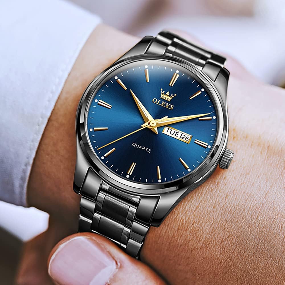HOTOLEVS Mens Watches Luxury Waterproof Luminous Easy Read Chronograph Watches Full Gold/White Dail/Black Face with Calendar Wrist Watches