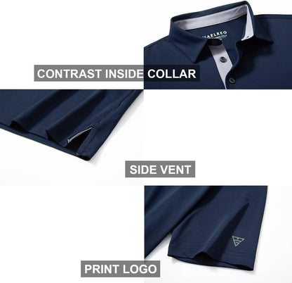HOTMens Golf Shirt Short and Long Sleeve Moisture Wicking Dry Fit Performance Solid Casual Pique Golf Polo Shirts for Men