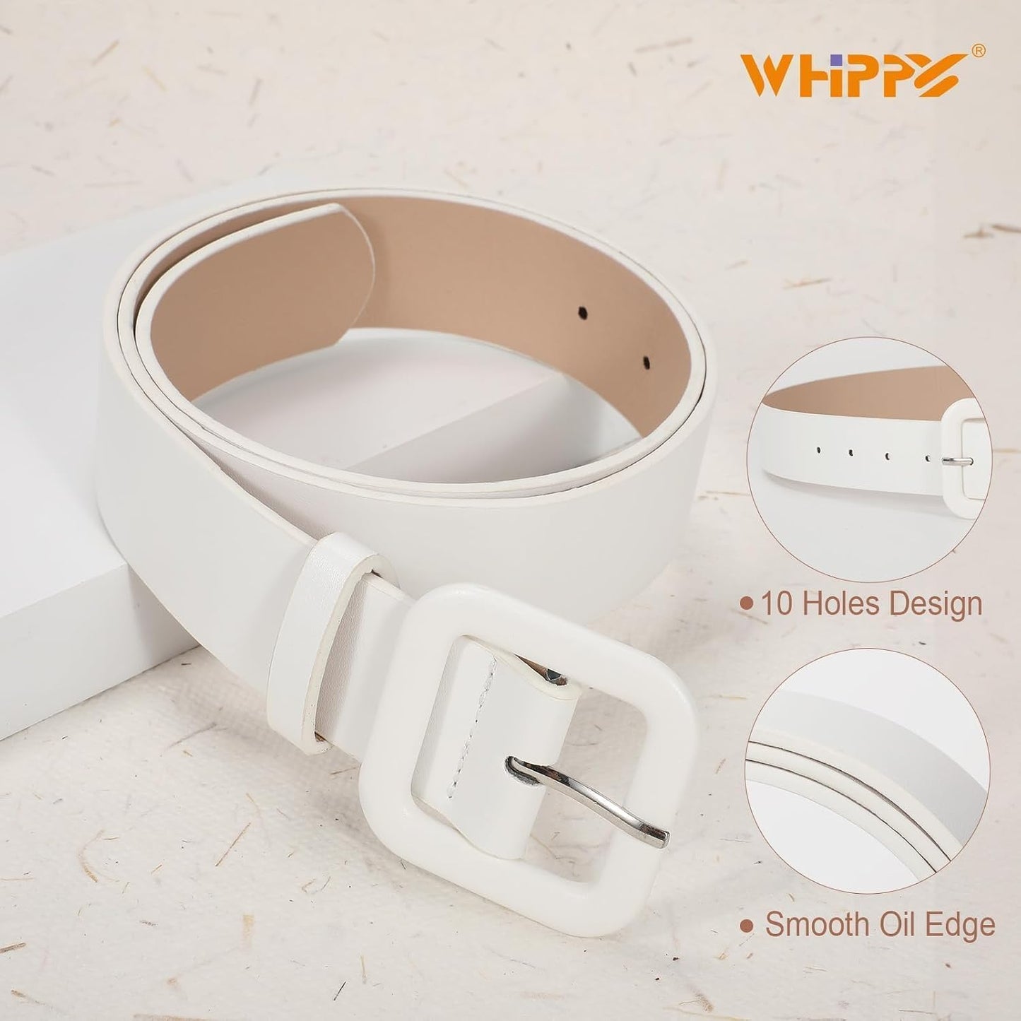 HOTWHIPPY Women Leather Belt Candy Color Fashion Square Buckle Belt Ladies Belt for Jeans Pants Dresses