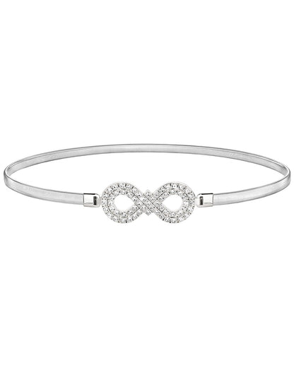 HOTSANSTHS Silver Rhinestone Elastic Waist Belt for Women, Metal Skinny Ladies Belt for Dresses Wedding Party Formal Occasions